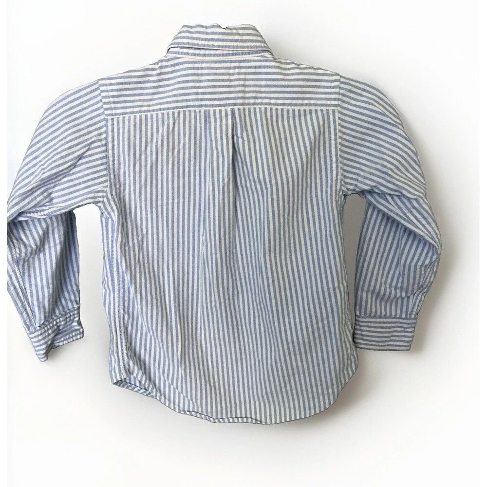 Ralph Lauren Boys Size 5 Classic Blue White Striped Oxford Shirt Pony Logo
